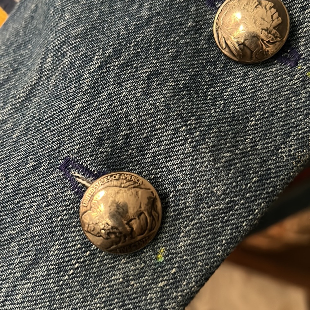 VINTAGE Patchwork Denim Vest with Fringe  HANDMADE - Picture 3 of 4